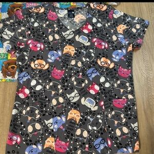 Gray Cartoon Print Women's Top